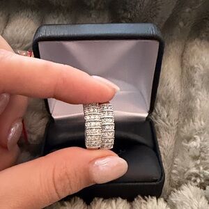 Elegant Silver Crystal Hoop Earrings